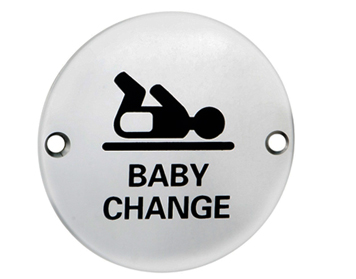 Eurospec Baby Change Symbol Sign, Polished Stainless Steel OR Satin Stainless Steel Finish - SEX1019